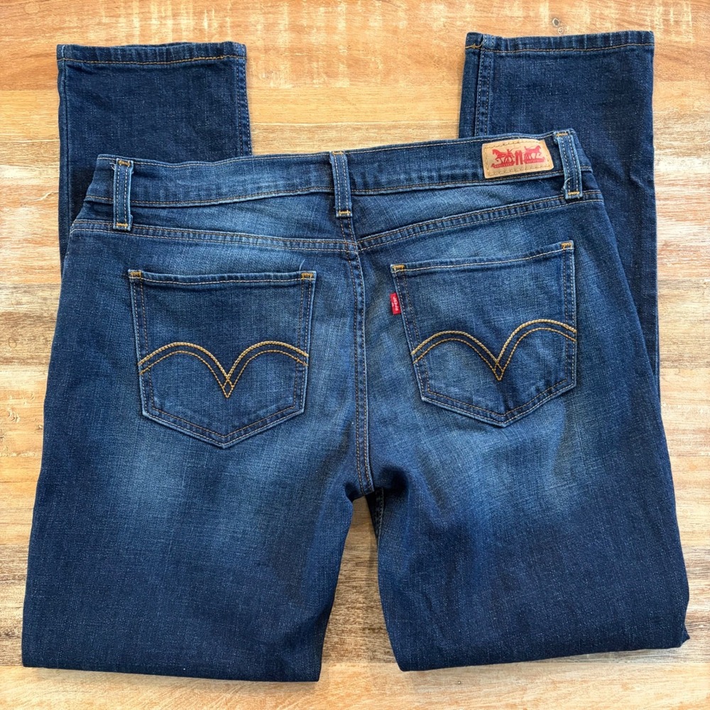 Levis 524 Too Superlow Jeans Womens 11S Dark Wash Slim Straight Denim W30 Y2K - Picture 5 of 10
